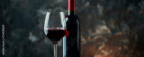 Red Wine Glass Beside Wine Bottle