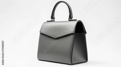 A sleek and minimalist handbag in a monochromatic color scheme in black color , isolated on a white background