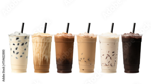Mocha coffee ice cream milk shake on white isolated on clear png background and transparent background. food drink and dessert concept for cafe and restaurent, AI generative. 