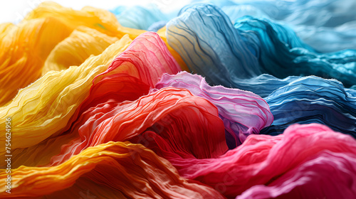 close up of colorful yarn, Abstract background made of colored crepe paper