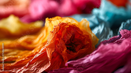 yellow rose petals, Abstract background made of colored crepe paper