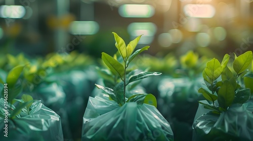 Vibrant Indoor Green Tea Plant Nursery Embracing Sustainable Farming