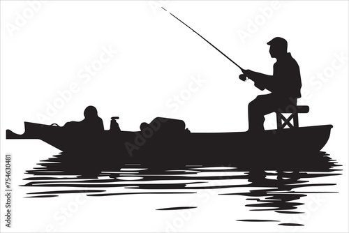 Fisherman fishing silhouette vector illustration