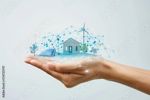 Smart Home Environmental sustainability EV Electric Car Wallbox & Dog wash station. Renewable Green Energy Villa. PV House Automation Eco conscious living IoT Real Estate Tornado Homeowner