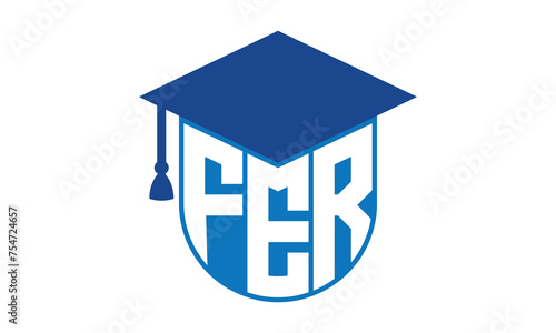 FER initial letter academic logo design vector template. school college logo, university logo, graduation cap logo, institute logo, educational logo, library logo, teaching logo, book shop, varsity 