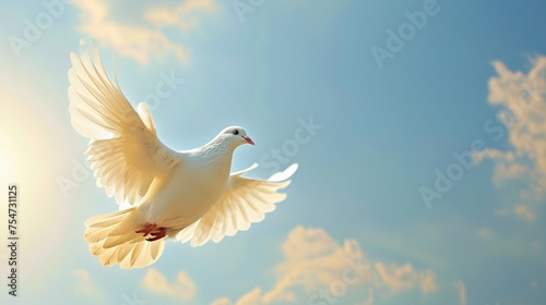 Eine fliegende weiße Taube 