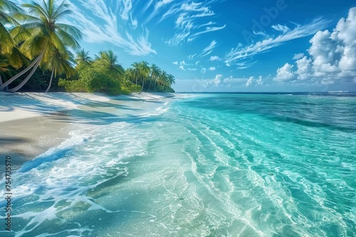 Maldives Islands Ocean Tropical Beach. generative ai.