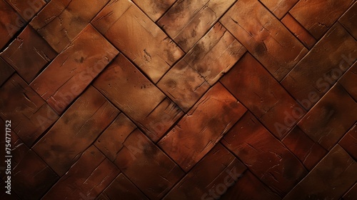 Subtle Vignette Effect on Copper and Terracotta Herringbone Pattern