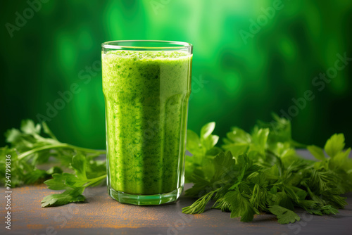 vegetable smoothie on a green background