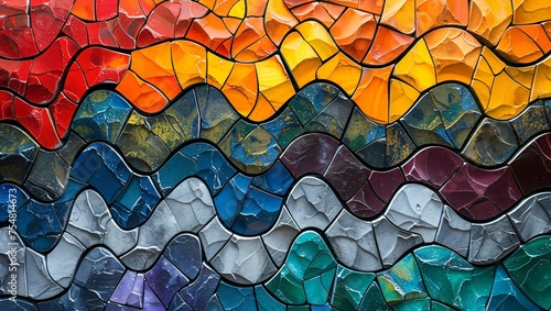 Mosaic tile pattern, with colorful pieces coming together to create a cohesive whole