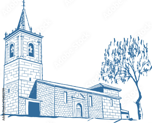 Iglesia católica ilustración a una tinta