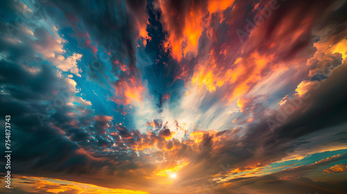 Vibrant Sunset Sky: A Stunning Display of Nature's Abstract Artistry