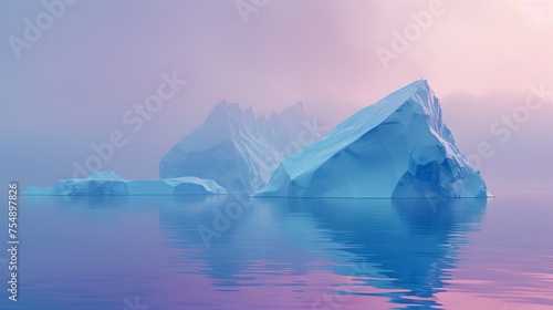 Foggy Morning at the South Pole Majestic Icebergs in Pastel Hues