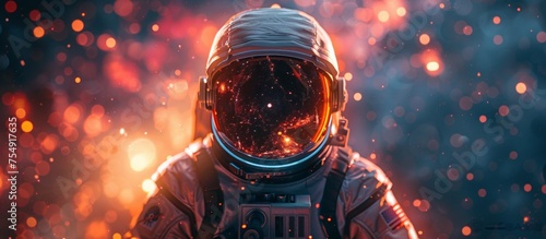 Astronaut in Outer Bokeh Space Galaxy