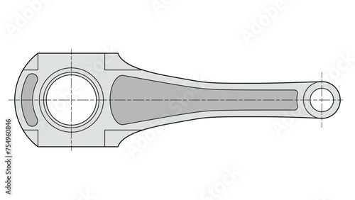 Reciprocating compressor drawing showing an API-618 industrial connecting rod
