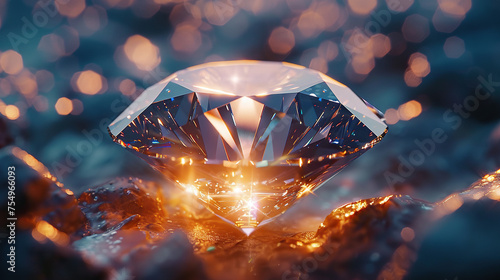 Dazzling diamond on sparkling blur effect background