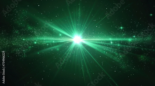 Green vector flash sparkle flare light on black background