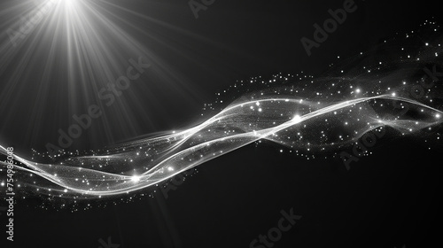 Festive abstract texture, Lens flare, sparkles, bokeh, shining star with rays concept. Abstract luminous explosion, Abstract sun burst, digital flare, iridescent glare over black background.