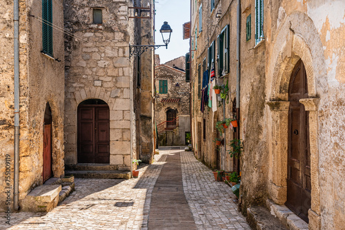 Scenic sight from the historic center of Acuto, beautiful village in the Province of Frosinone, Lazio, central Italy.