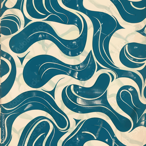Light teal and beige wave, wavy, wallpaper texture pattern seamless background.