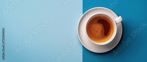 A Cup of Coffee on a Blue Background