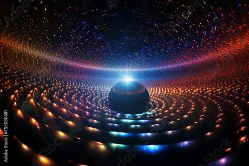 A black holes gravitational pull juxtaposed with the spinning lights of a disco ball