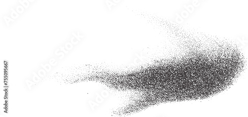 Halftone dotted shape. Stipple blob. Noisy abstract design element with grainy shadow texture. Random organic fluid.