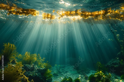 Sunlight Filtrating Through Ocean Depths