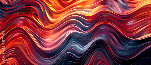 Lively waves of red, orange, and blue create a dynamic and fluid pattern that invokes energy and movement