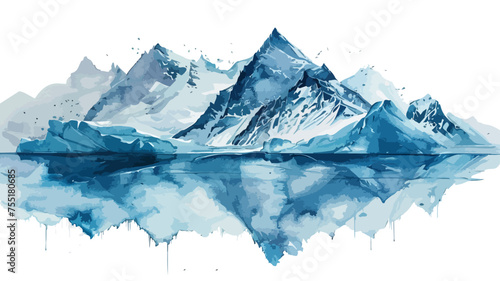 Eisberge Vektor Landschaft Gletscher Berge Wasserfarben Nordpol Eislandschaft Natur