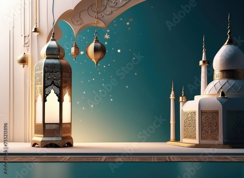 Decorative ramadan kareem islamic eid greeting background 