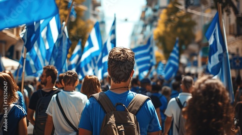 the greek flag at the Greek Independence Day Parade