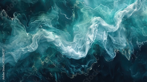 spectacular image of teal and white liquid ink churning together with a realistic texture and great quality for abstract concept digital art d illustration 