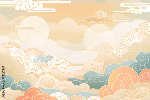 Chinese style traditional auspicious cloud pattern material, national style classical auspicious cloud background