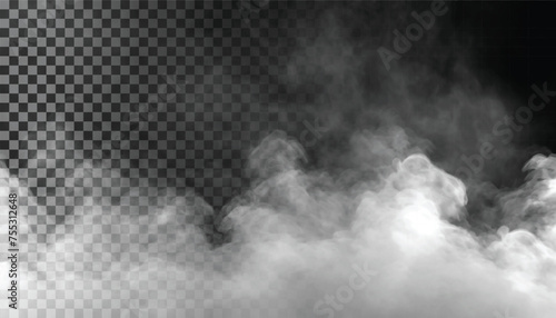 Fog or smoke isolated transparent background. White cloudiness, mist, smog, dust, vapor PNG