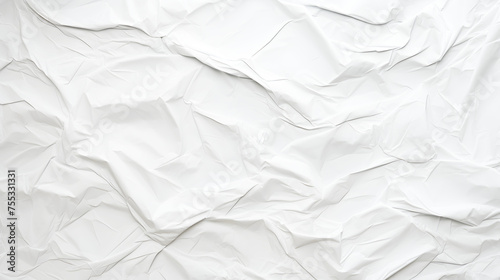 white crumpled paper on texture white and transparent background