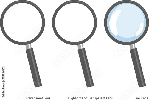 透明な背景に虫眼鏡の分離したベクトル図 