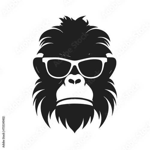 Monkey Wear A Black Sunglasses