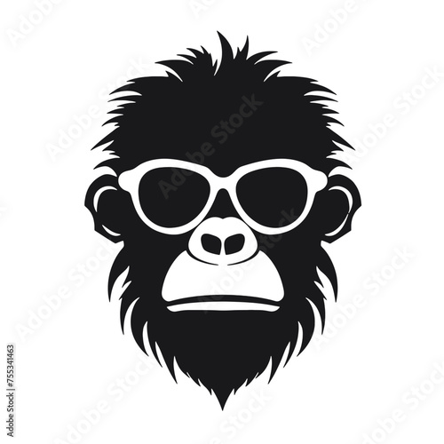 Monkey Wear A Black Sunglasses