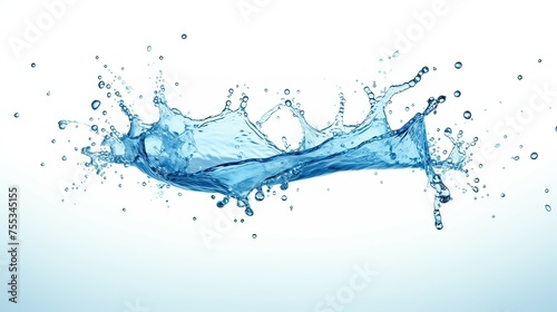 Blue water splash isolated on white background. 3d render illustration.