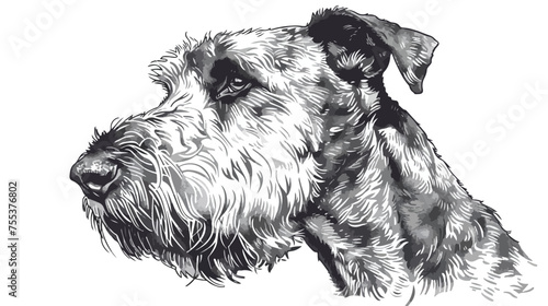 Airedale terrier sketch vector graphics.