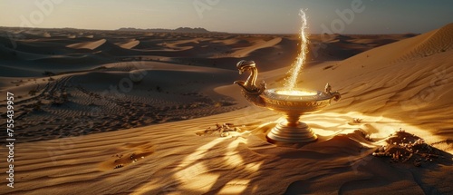 An Amulet of Wishes in the Desert - Genie Emerging