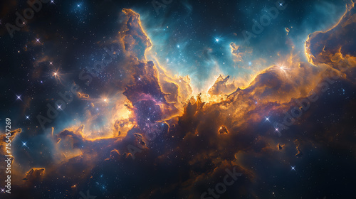 Space nebula cosmic supernova galaxy star bright colorful astronomy illustration background