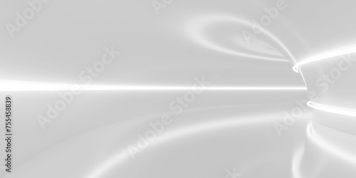 Close up of white tunnel with lines 3d render illustration