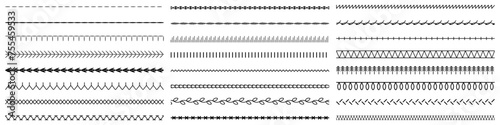 set of Seamless sewing stitch brush vector illustrator