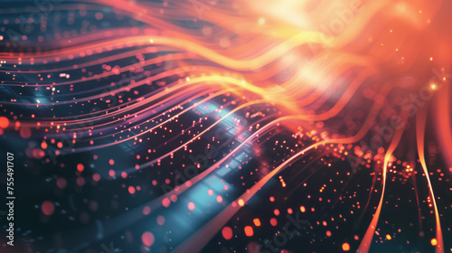 Abstract technology background with light particles