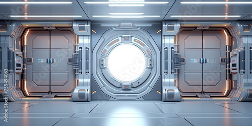 Space station or Sci-fi style futuristic facility external panel surface background. Exterior of scifi device.