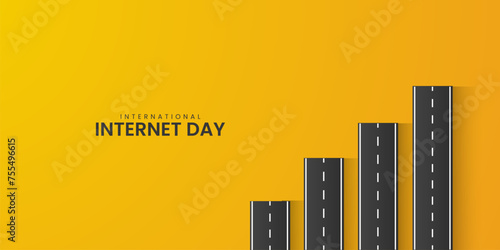 International Internet day, Road effect WIFI signal icon, Creative Internet day design for social media banner, poster, 3D Illustration