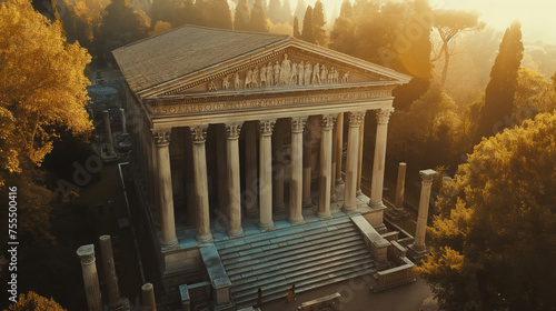 Antique Roman Empire forum, historical illustration