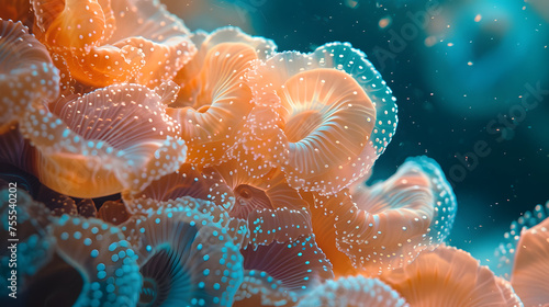 Coral formations underwater captured in abstract compositions background